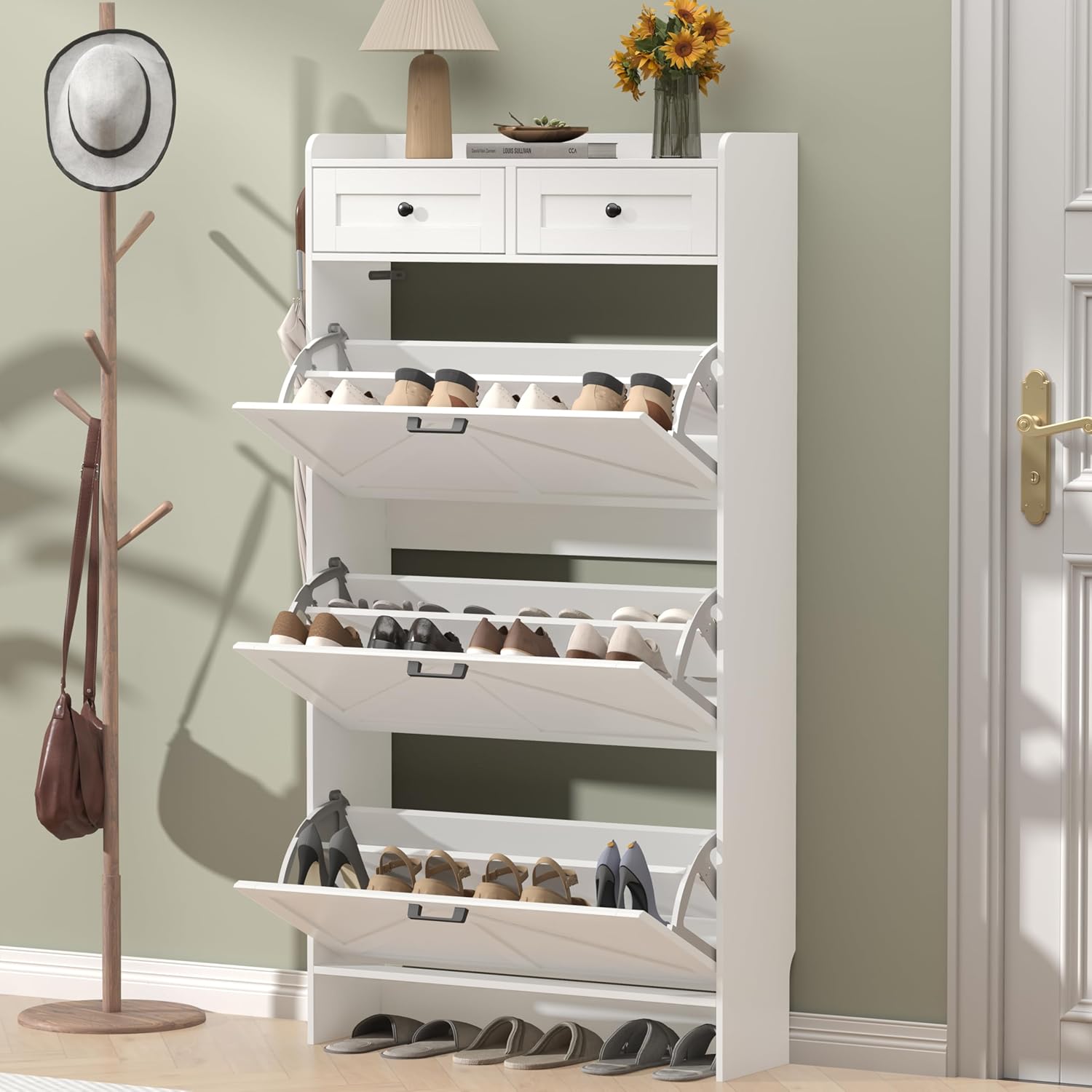 Dulap pantofi cu sertare rabatabile și depozitare, imagine 4
