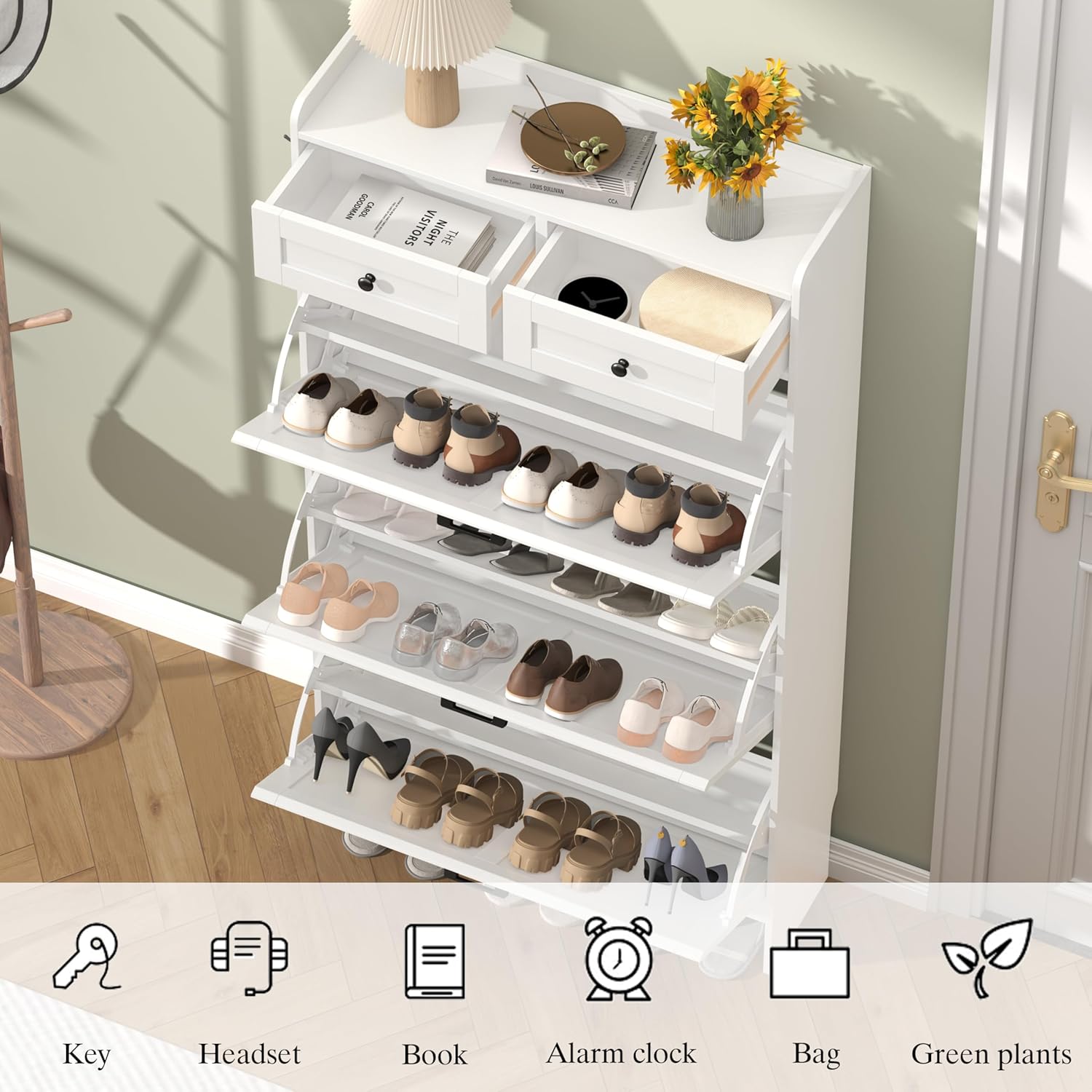 Dulap pantofi cu sertare rabatabile și depozitare, imagine 6