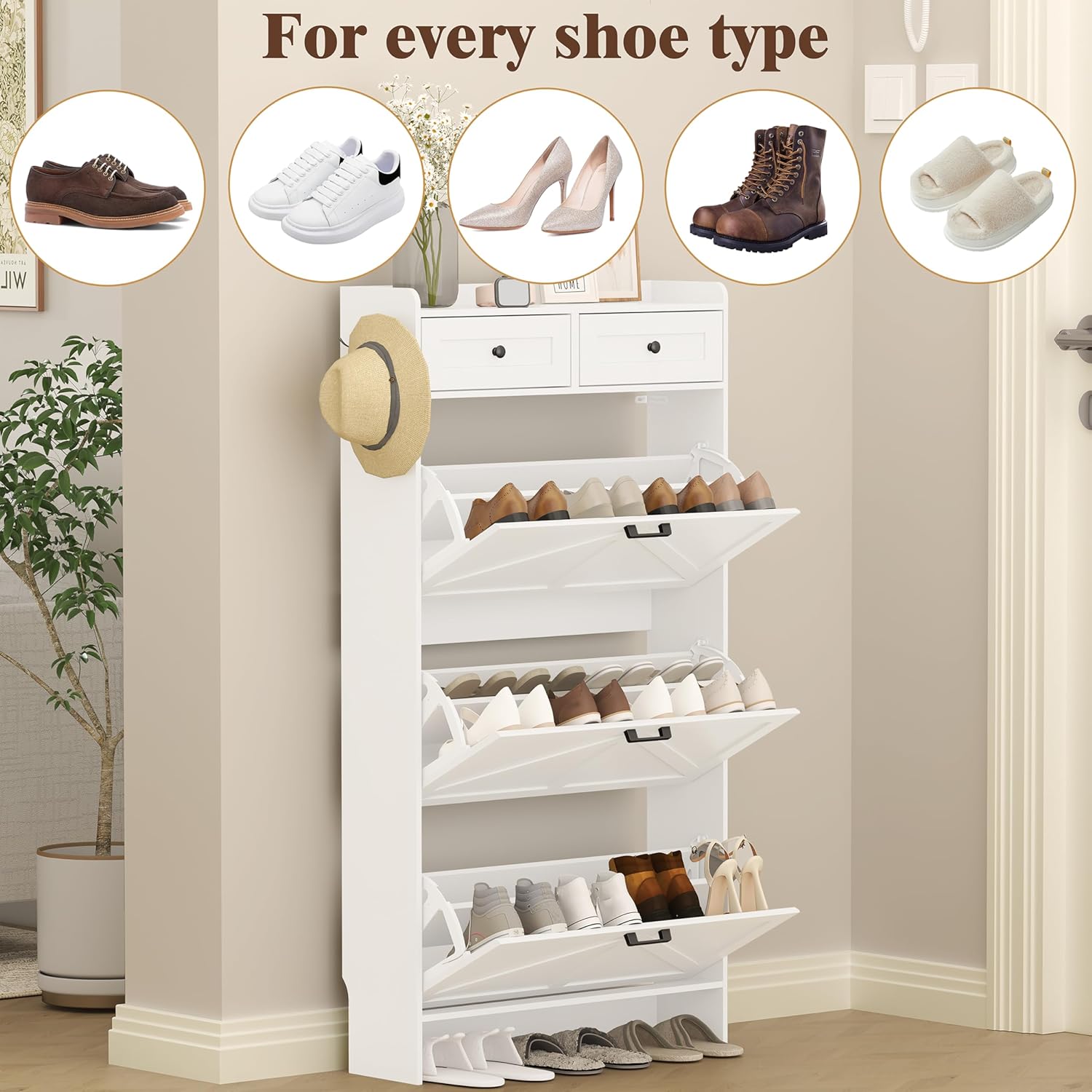 Dulap pantofi cu sertare rabatabile și depozitare, imagine 9